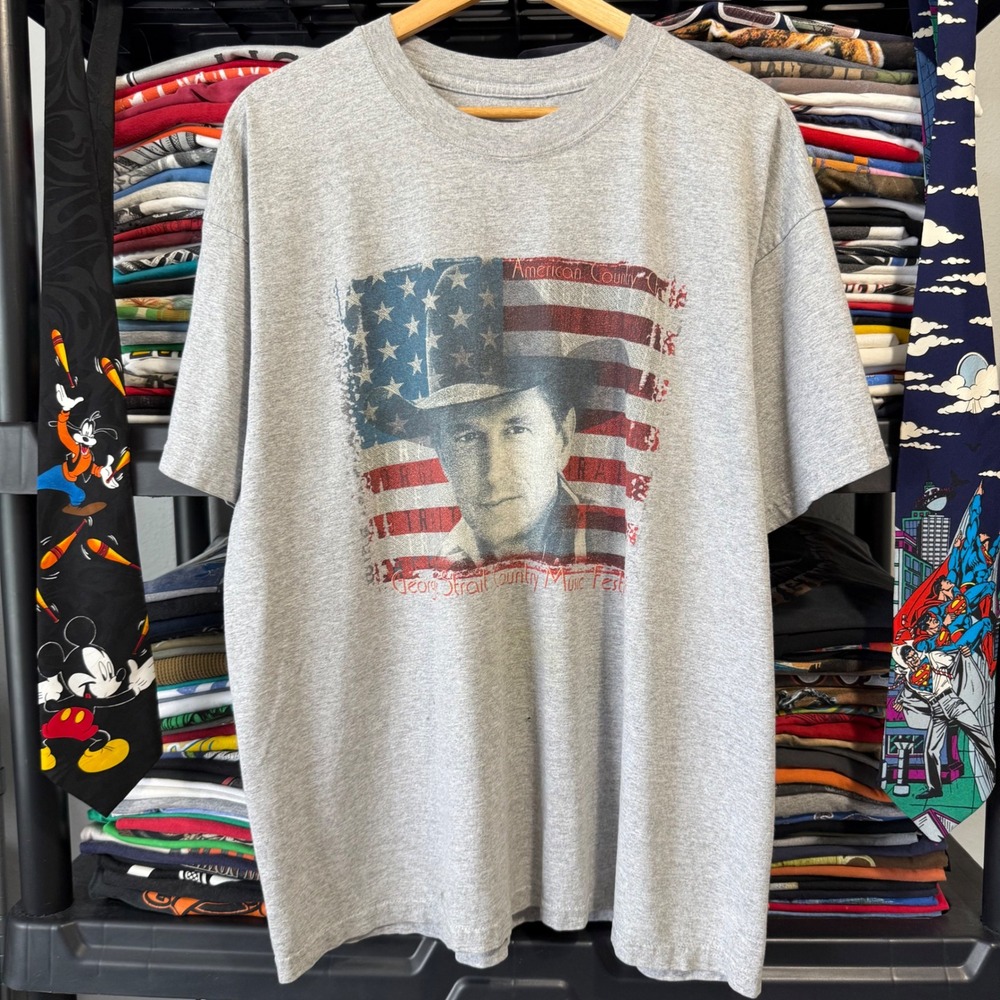 Y2K Gray George Strait Country Music Festival Graphic Tee XL Light Marks